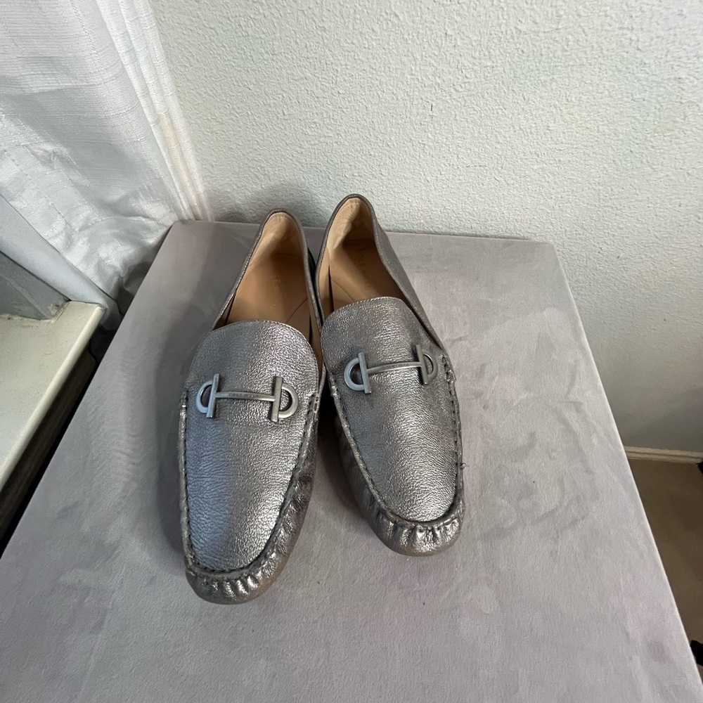 Cole Haan Womens Tully Driver Silver Loafers‎ Shoes Medium 9.5 B